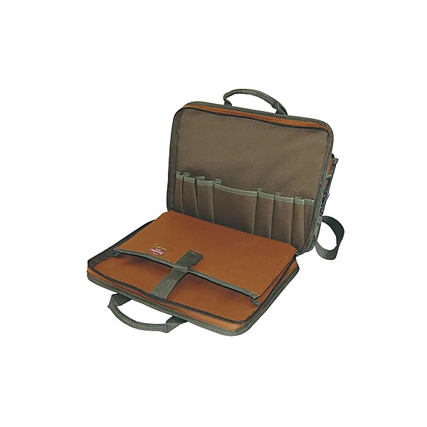 Bucket Boss 62100 Contractor's Briefcase, 6 in W, 16 in D, 12-1/2 in H, 18-Pocket, Poly Ripstop, Brown - 2