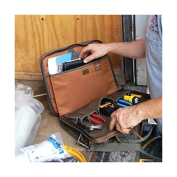 Bucket Boss 62100 Contractor's Briefcase, 6 in W, 16 in D, 12-1/2 in H, 18-Pocket, Poly Ripstop, Brown - 3