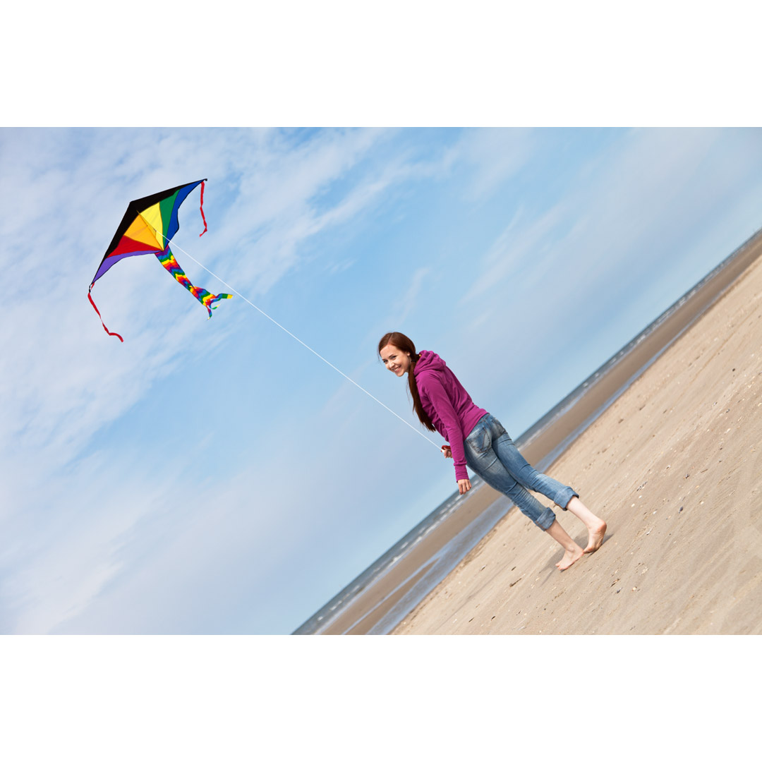 Invento 102145 Ready-to-Fly Kite, 5 Years and Up, Simple Flyer Rainbow, Fiberglass/Ripstop Polyester - 5