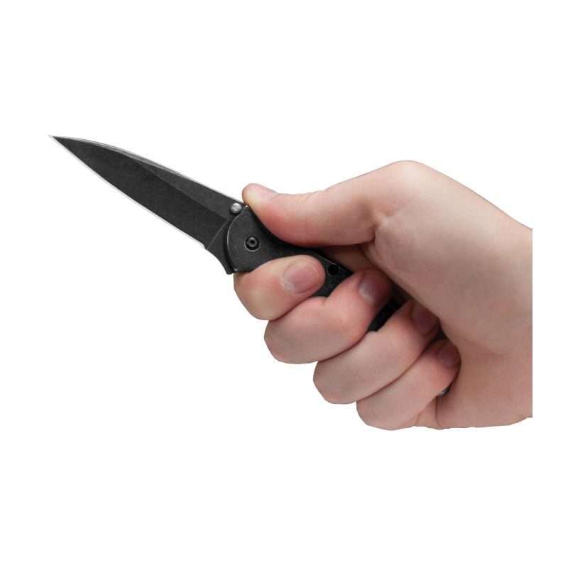 Kershaw Leek Series 1660BLKW Pocket Knife, 3 in L Blade, Stainless Steel Blade, Blackwash Handle - 3