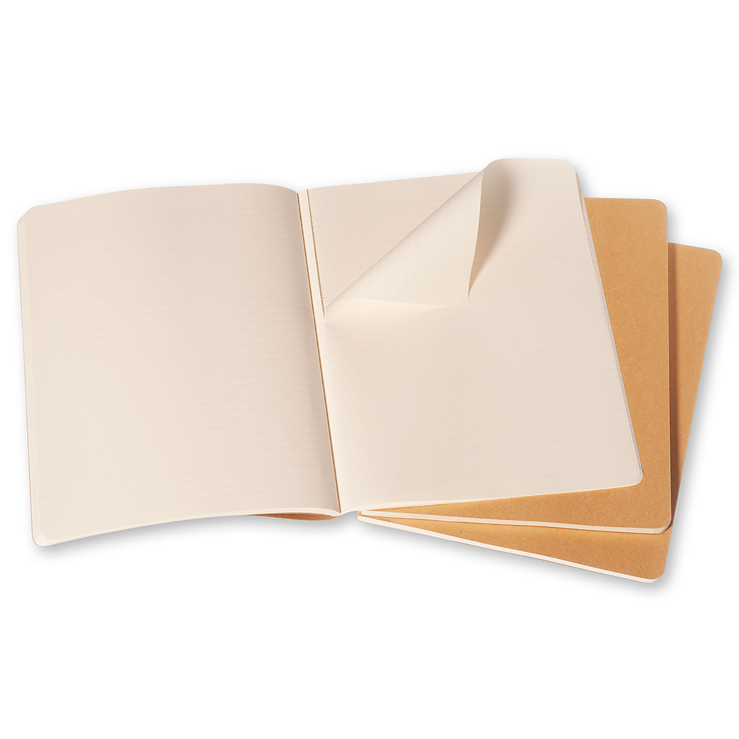 Moleskine Cahier Series 9788883705045 Journal, Kraft, 9-3/4 in L, 7-1/2 in W, Sewn Binding, Ruled - 2