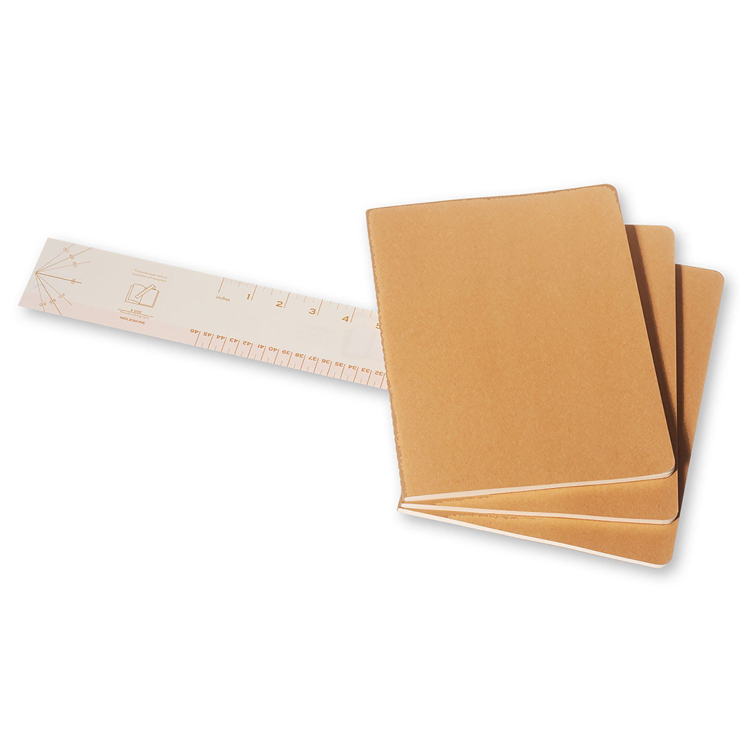 Moleskine Cahier Series 9788883705045 Journal, Kraft, 9-3/4 in L, 7-1/2 in W, Sewn Binding, Ruled - 3