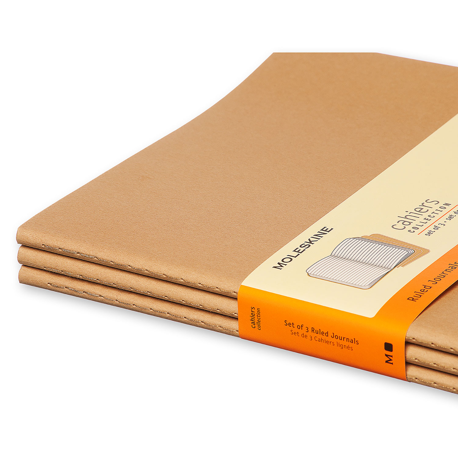 Moleskine Cahier Series 9788883705045 Journal, Kraft, 9-3/4 in L, 7-1/2 in W, Sewn Binding, Ruled - 5