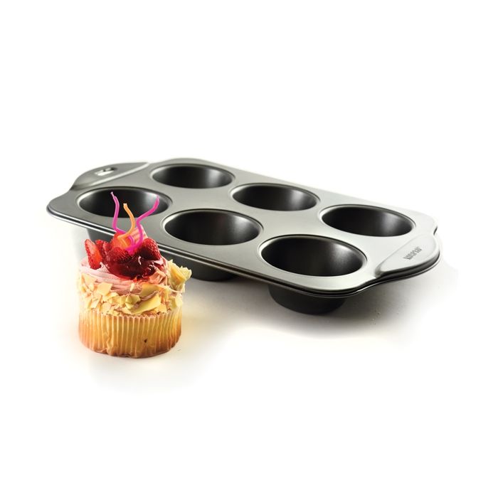 Norpro 3972 Non-Stick Giant Muffin Pan, Steel, 6-Compartment, Dishwasher Safe: Yes, 17 in L, 11 in W, 2 in H - 4