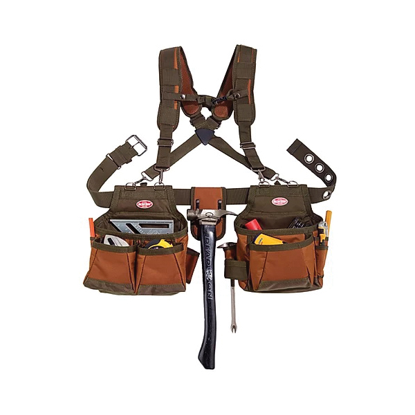 Bucket Boss 50100 Airlift Tool Belt with Suspenders, 52 in Waist, Polyester, 12-Pocket - 2