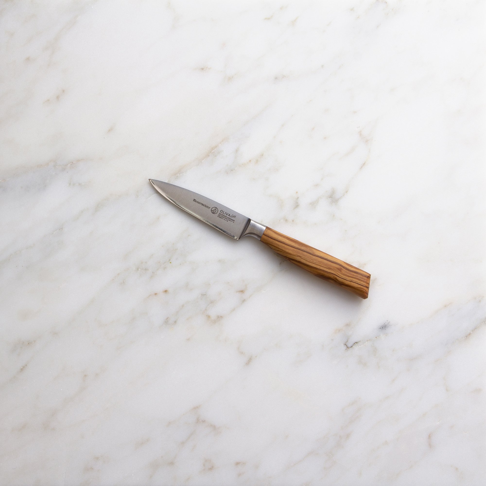Messermeister Oliva Elite Series E/6691-3.1/2 Paring Knife, Stainless Carbon Alloy Blade, Olive Wood Handle - 2