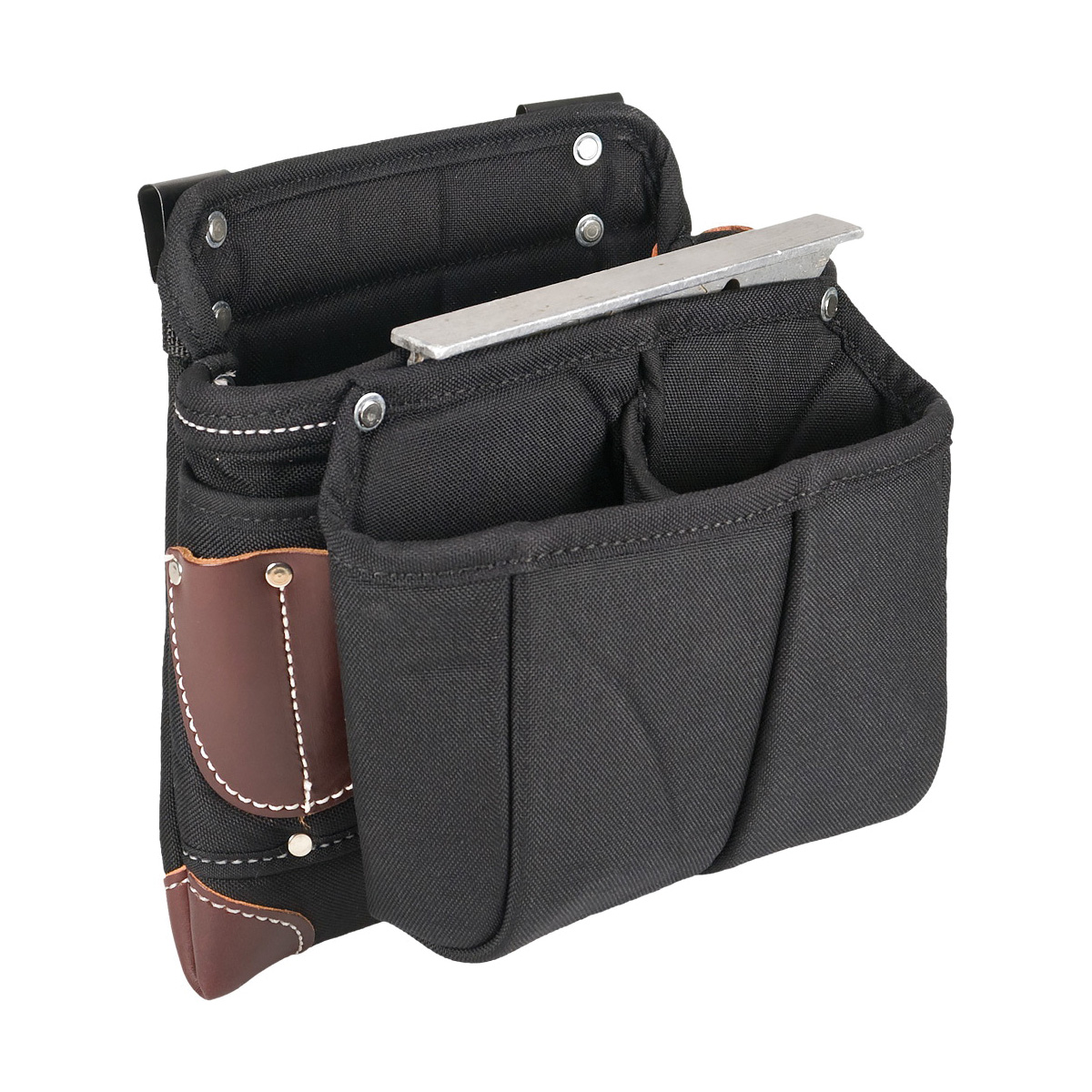 Occidental Leather Builders' Vest Series 8564 Fastener Bag, 9 in W, 8 in H, 9-Pocket, Leather/Nylon - 4