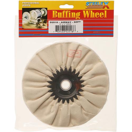 Woodstock D2518 Buffing Wheel, Cotton, 6 in Dia, 1/2 in Arbor - 2