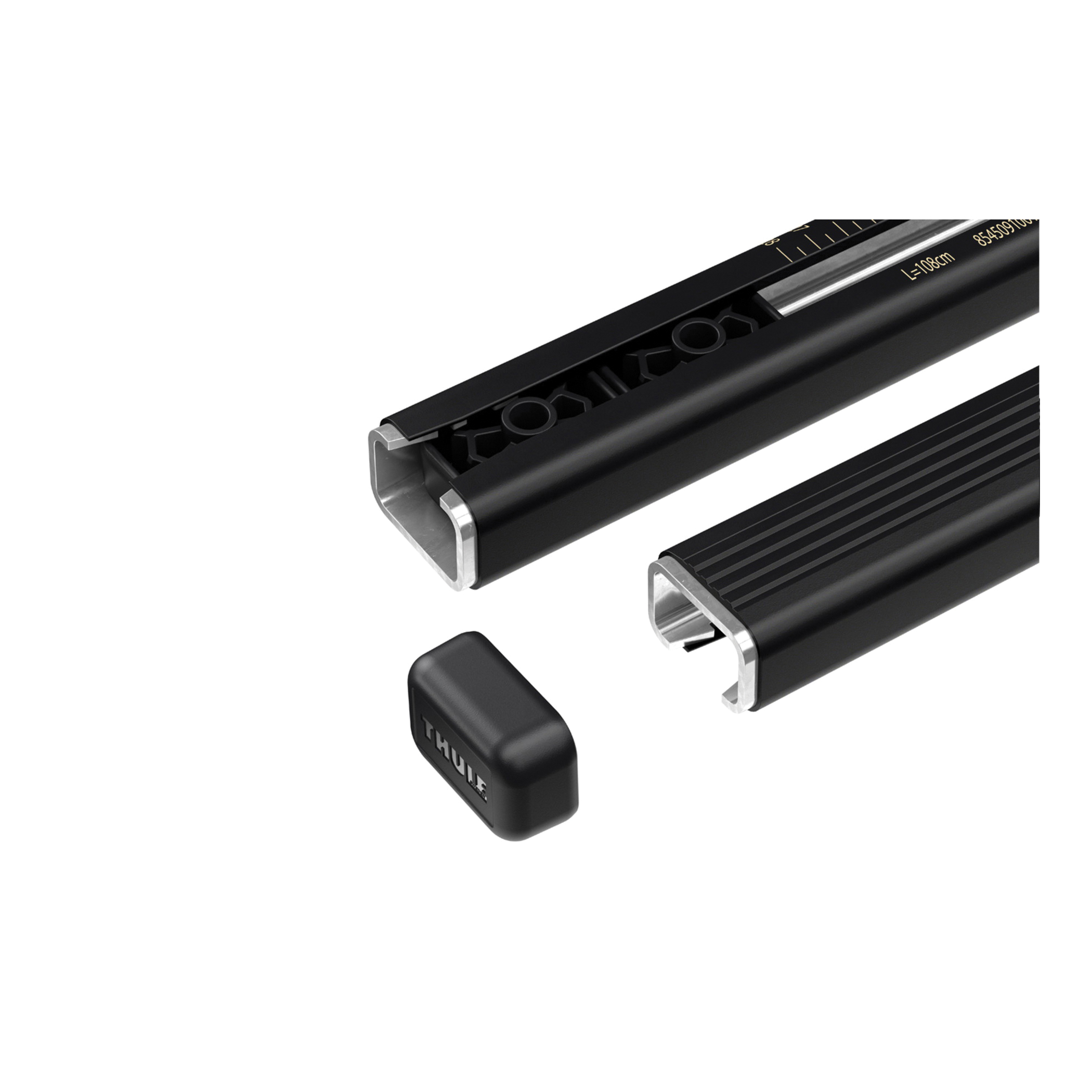 Thule SquareBar Evo 712400 Roof Bar, Specifications: 220 lb Load Capacity, Steel, Black, Polymer, 2/PK - 2