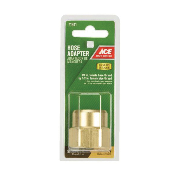 ACE GT3076A Hose Adapter, 3/4 x 1/2 in, FHT x FPT, Brass - 2