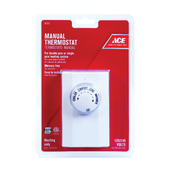 ACE ALV21-005 Mechanical Thermostat, 24 V, 22 A, Manual Operation, White - 2