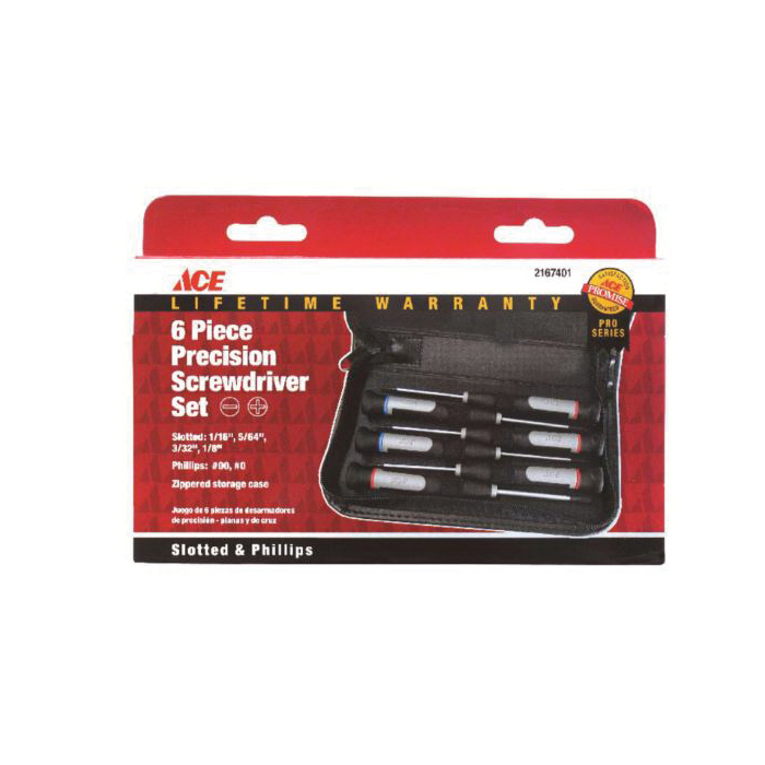 ACE 2167401 Screwdriver Set, 6-Piece, Black, Specifications: Plastic Handle, Steel Shaft, 2-1/2 in Shaft Length - 2