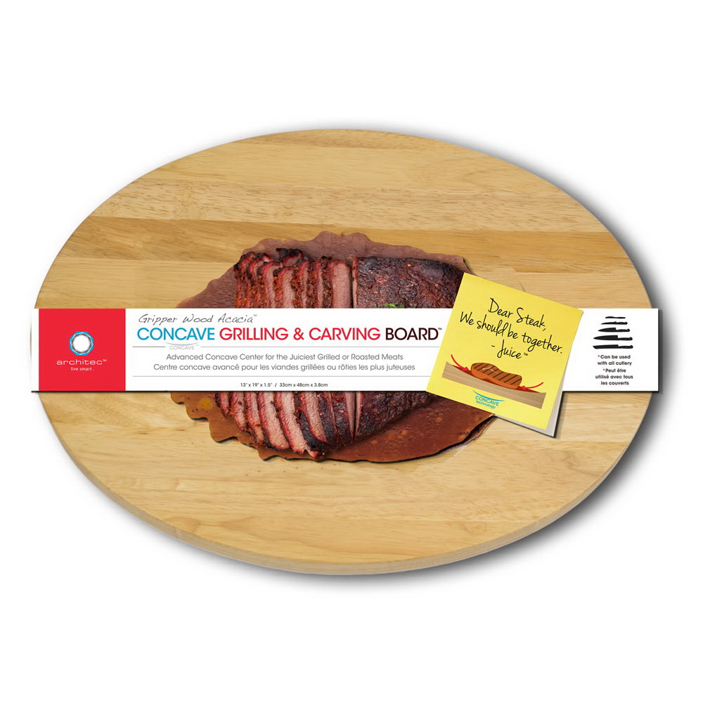 Architec CGW18 Gripperwood Concave Cutting Board, 18 in L, 14 in W, Rubber Wood - 3