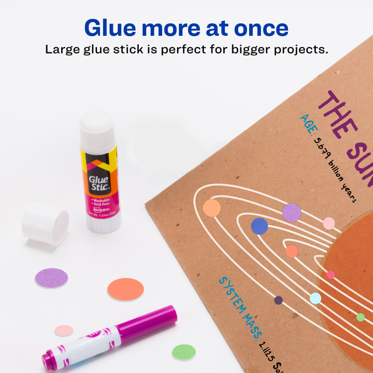 Avery Glue Stic 00191 Glue Stick, White, 1.27 oz - 2