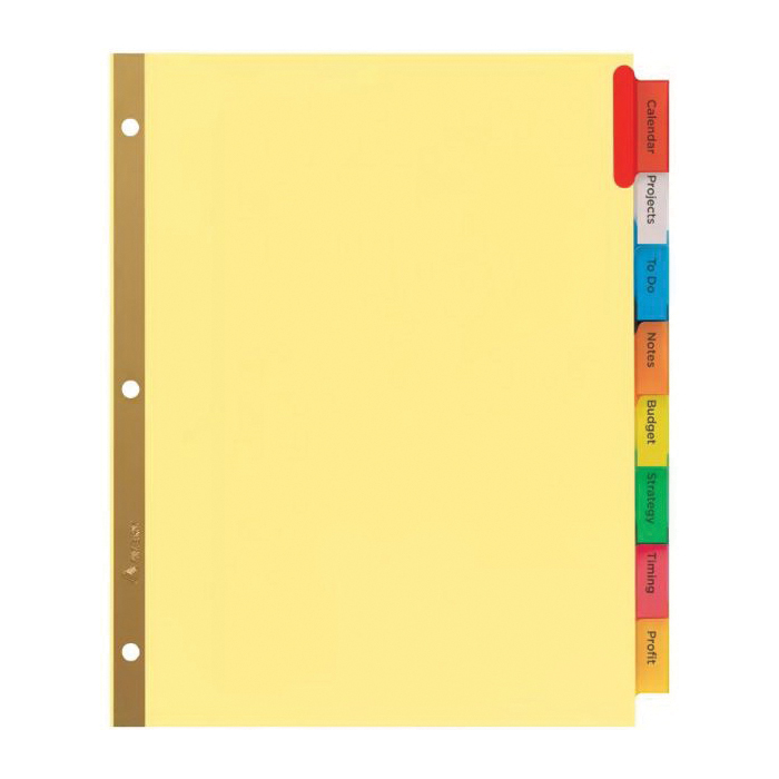 Avery 11111 Insertable Divider, 11 in L, 8-1/2 in W, Buff Paper, Assorted - 2