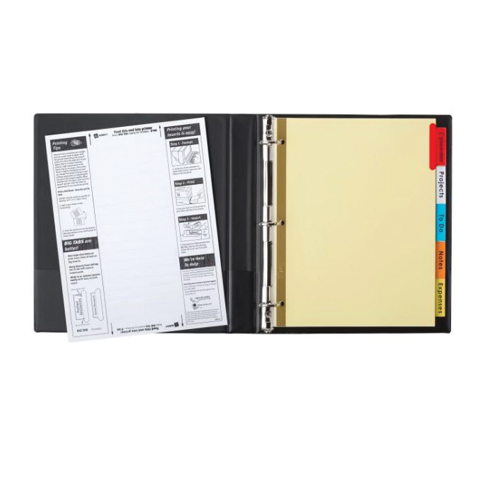 Avery 11109 Insertable Divider, 11 in L, 8-1/2 in W, Paper, Assorted - 3