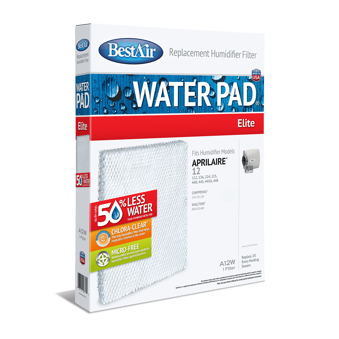 BestAir A12W-PDQ-6 Series Water Pad, Suitable for: Aprilaire 12, 112, 136, 224, 225, 440, 445, 445A, 448 Humidifiers - 3