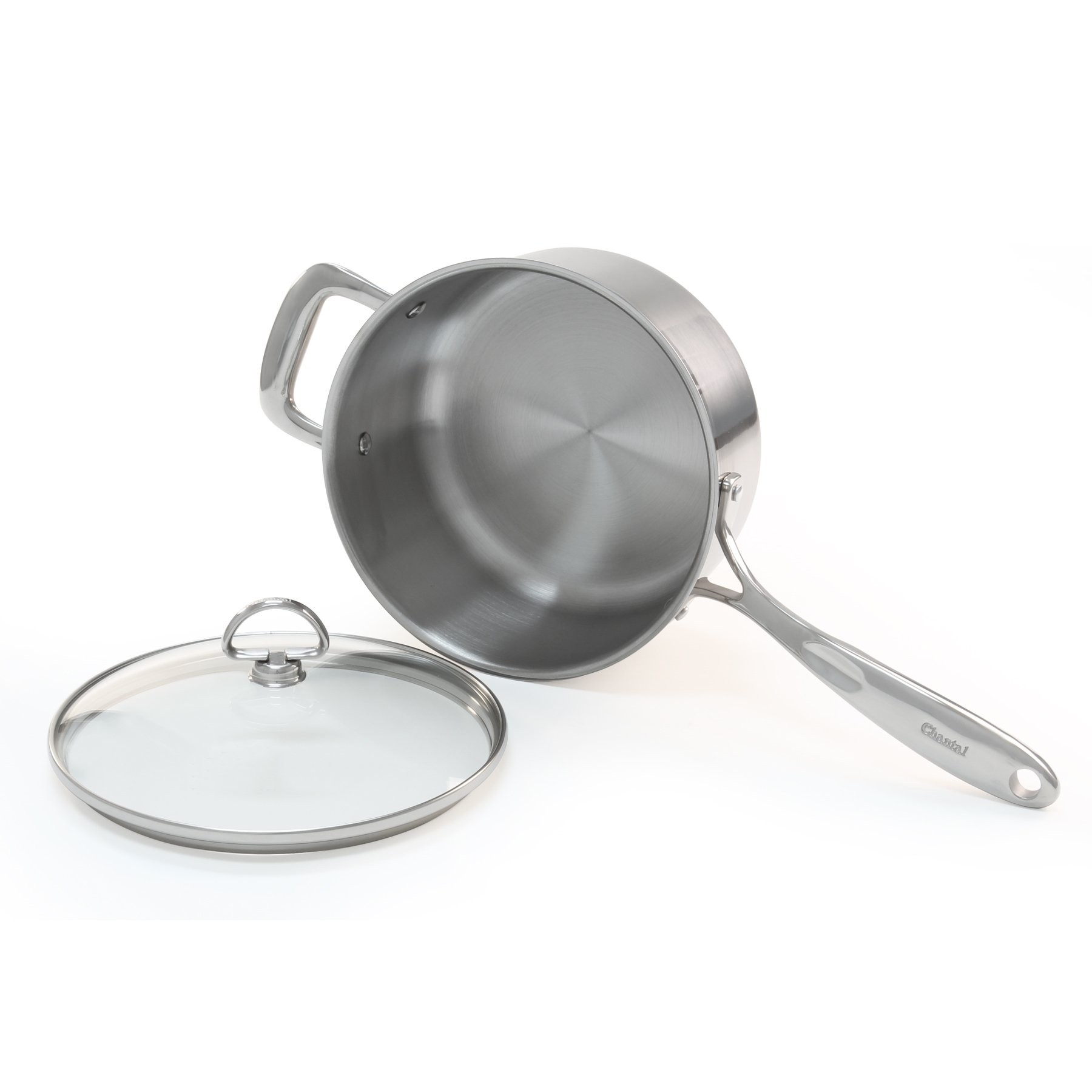 Chantal SLIN35-2035 Sauce Pan with Lid, 3.5 qt Capacity, 7-3/4 in Opening, 7 in Base Dia, Copper/Stainless Steel - 3