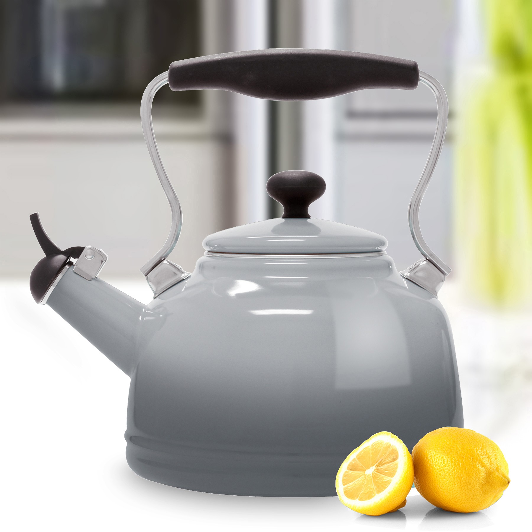Chantal 37-LAKE-OMFG Lake Teakettle, 1.7 qt Capacity, Ergonomic Handle, Carbon Steel, Enamel, Fade Grey - 3