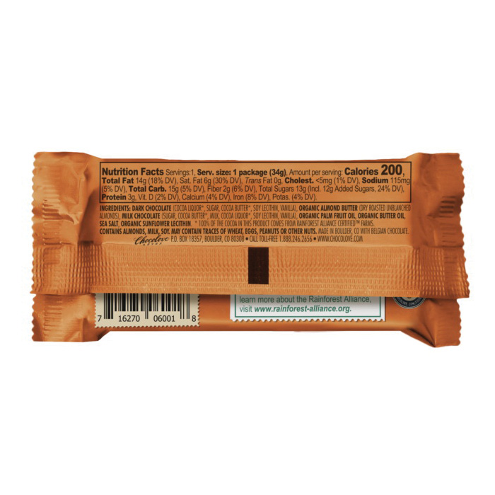 Chocolove CHOO6001 Dark Chocolate, Almond Butter Flavor, 1.2 oz Pack - 3