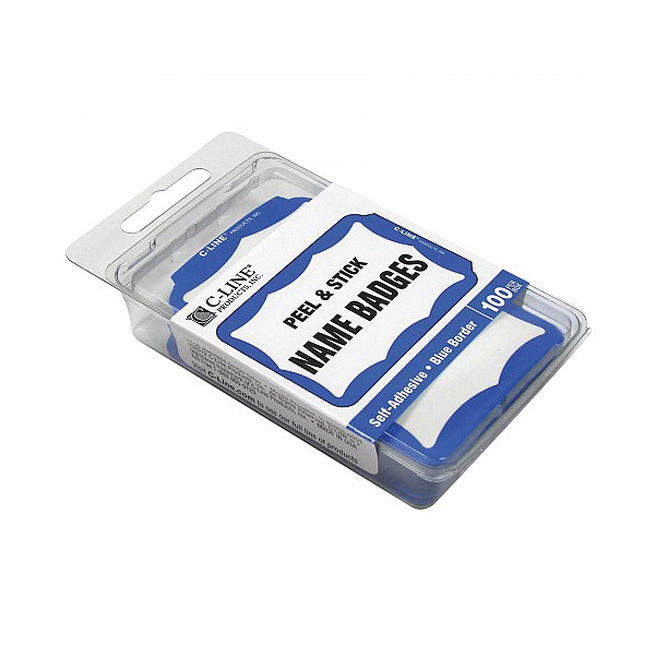 C-Line 92265 Name Tag, 2-1/4 in L, 3-1/2 in W, Blue Background - 2