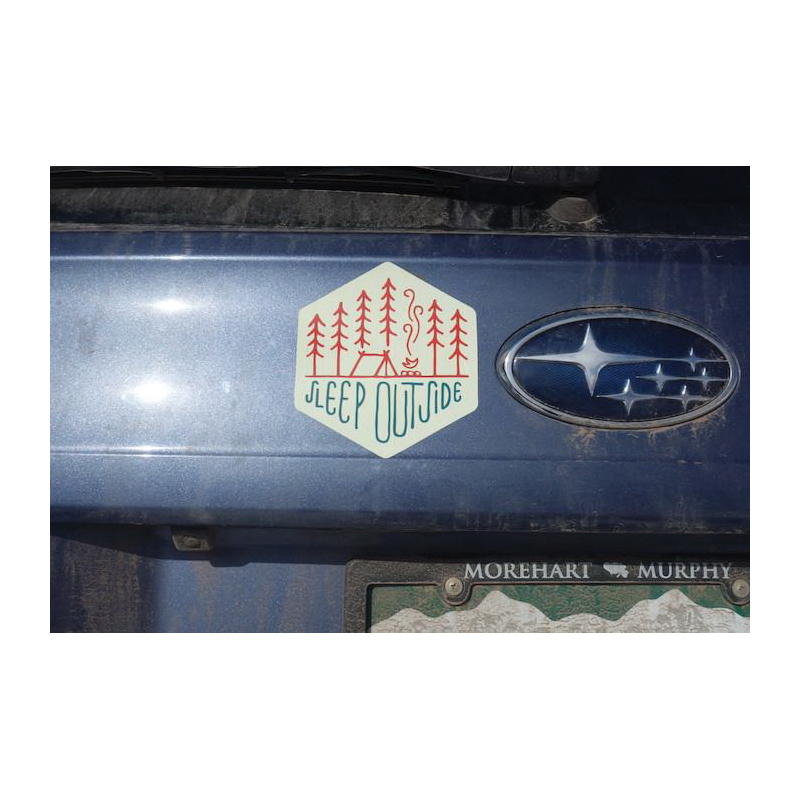 Sticker Art SLEEPOUTSIDE Art Sticker, 4-1/2 in L, 4 in W, Sleep Outside, SLEEP OUTSIDE - 4