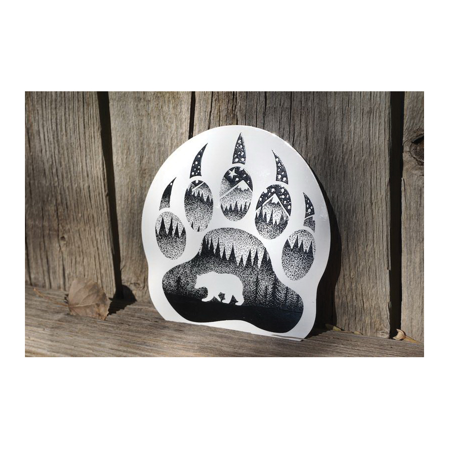 Sticker Art BEARPAW Art Sticker, 3-1/2 in L, 3-1/2 in W, Bear Paw - 4