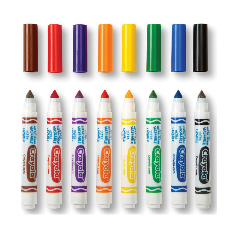 Crayola Classic Series 58-7808 Marker, Washable, Assorted Lead/Tip, Broad Lead/Tip - 2