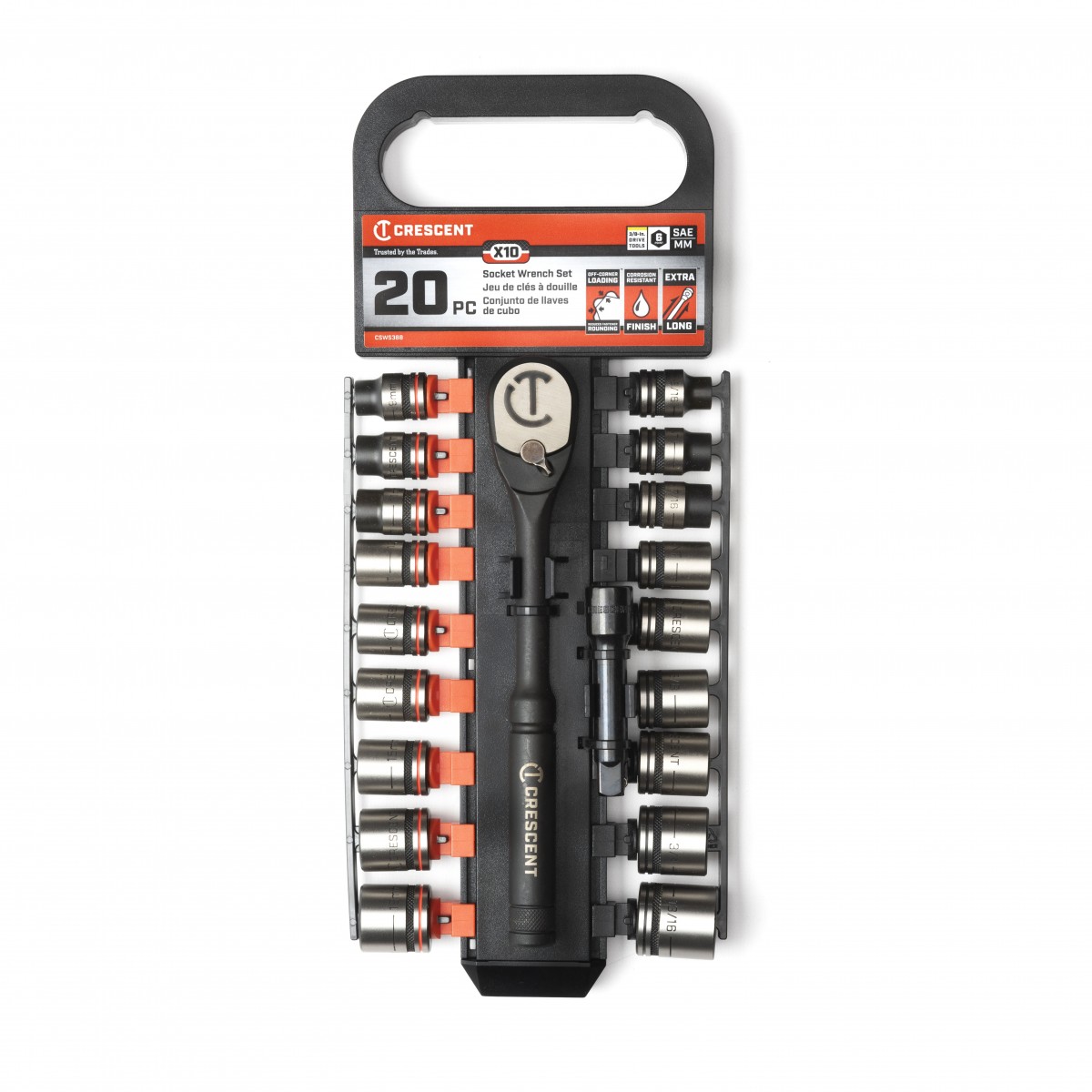 Crescent CSWS38B Mechanics Tool Set, 20-Piece, Alloy Steel, Manganese Phosphate - 3
