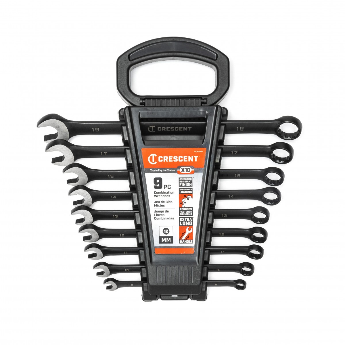 Crescent CCWS9BM Wrench Set, Includes: 8, 10, 11, 12, 13, 14, 15, 17, 19mm Wrenches, 9-Piece, Alloy Steel - 2