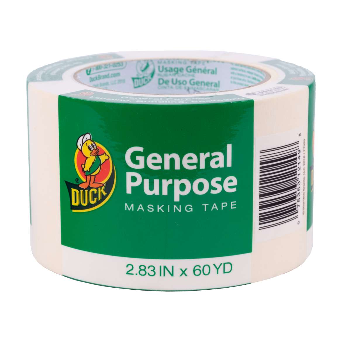 Duck 286505 Masking Tape, 60 yd L, 2.83 in W, Beige - 2