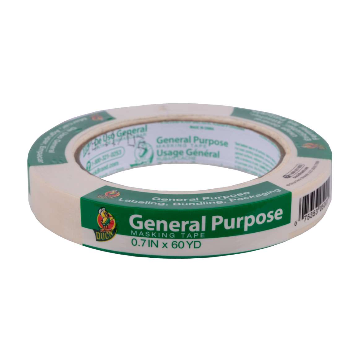 Duck 286501 Masking Tape, 60 yd L, 0.7 in W, Beige - 2