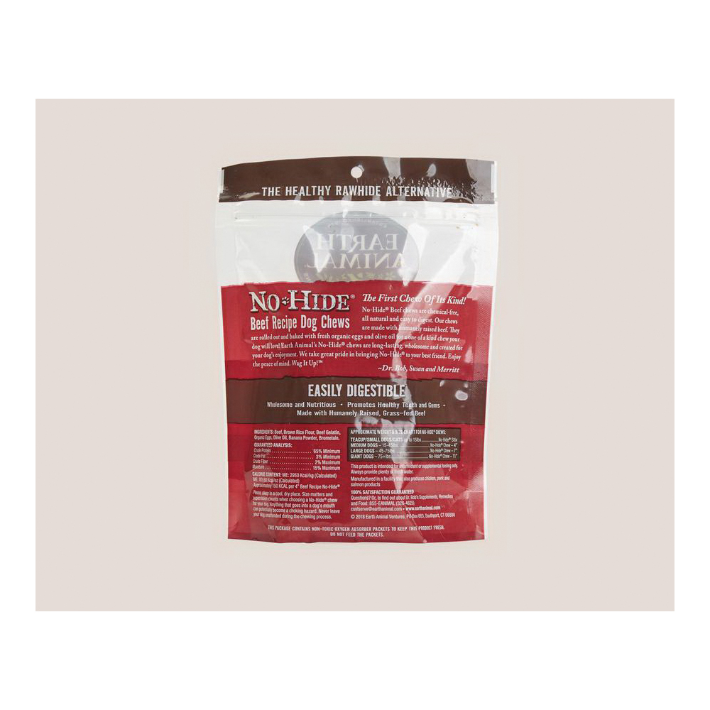 Earth Animal No Hide 629 Wholesome Dog Chew, Beef, S, 2.4 oz, Pack - 2