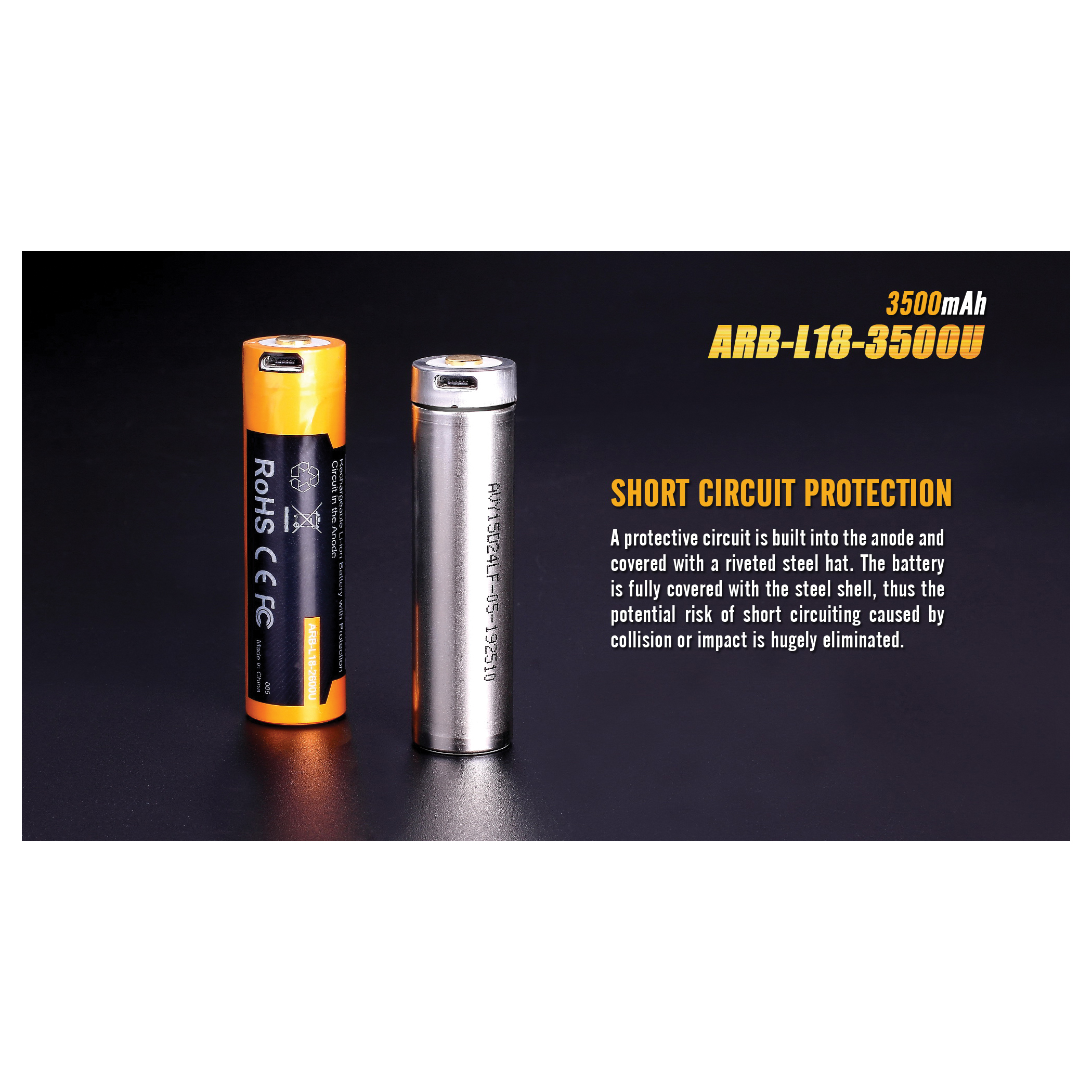 Fenix ARB-L18-3500U Battery, 3.6 V Battery, 3500 mAh, Lithium-Ion - 2