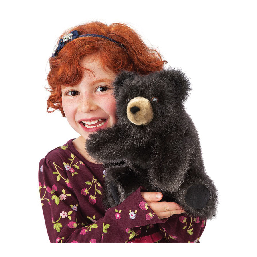 Folkmanis 2232 Puppet, Baby Bear, Soft Fur, Black - 3