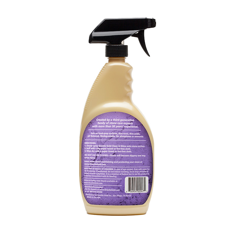 Granite Gold GG0047 Clean and Shine Spray, 24 oz, Bottle, Liquid, Lemon Citrus, Clear/Haze - 2