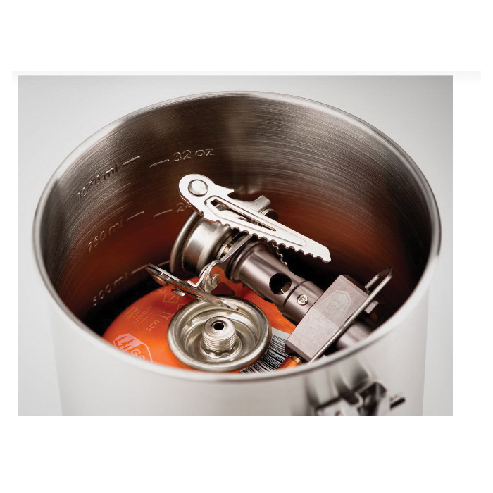 GSI 68190 Glacier Boiler, 1.2 qt Capacity, Stainless Steel, Silver, Folding, Locking Handle - 3