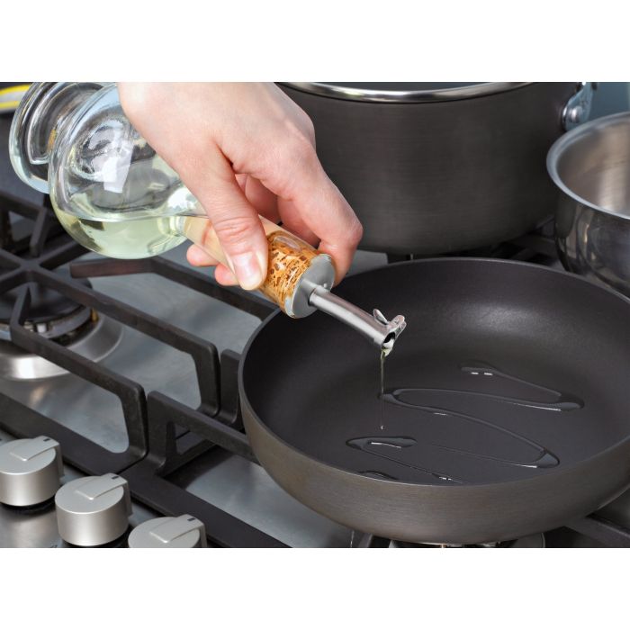 HIC 5505C Pourer Set with Natural Cork Stopper, Stainless Steel - 4