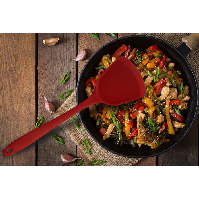 HIC 97139 Wok Tool, 14 in OAL, Silicone Blade, Red - 4