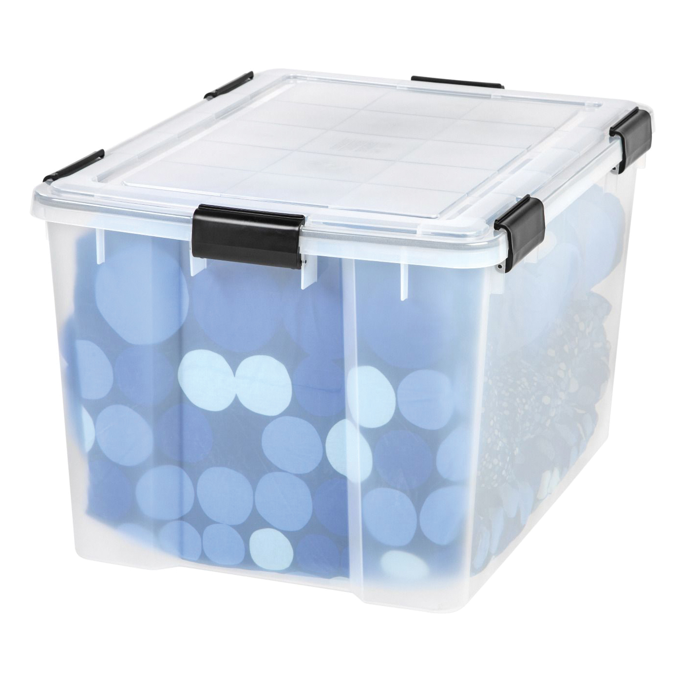 Iris WEATHERTIGHT 110586 Storage Bin, 74 qt Volume, Plastic, Clear, 23.6 in L, 17.8 in W, 14-1/2 in H - 5