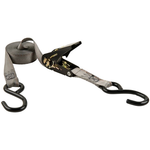 Keeper 89514 Tie-Down, Ratchet Adjustment, 1 in W, 14 ft L, Gray, 500 lb Working Load, S-Hook End, 1/PK - 3