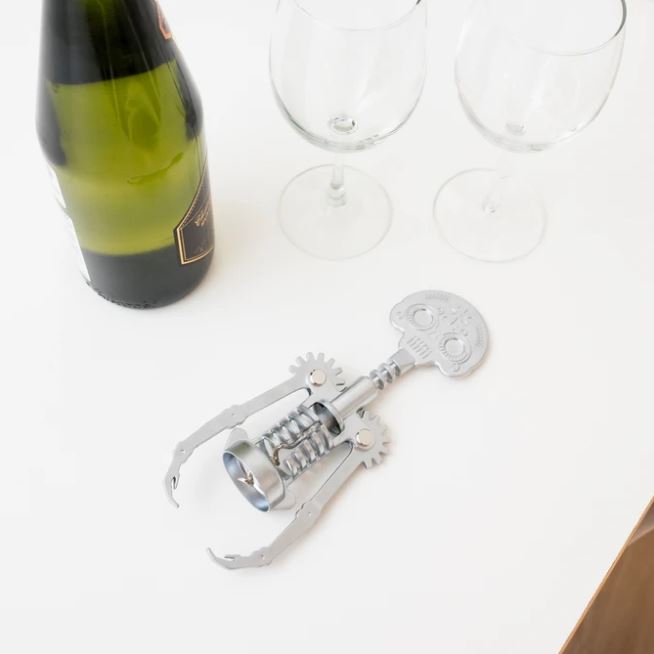 Kikkerland CS14 Skull Corkscrew, Steel, Silver - 3