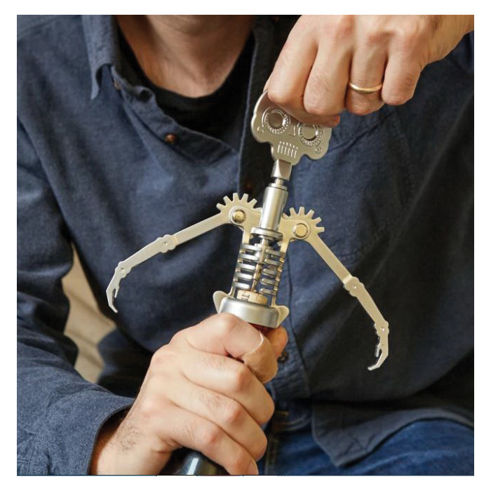 Kikkerland CS14 Skull Corkscrew, Steel, Silver - 4