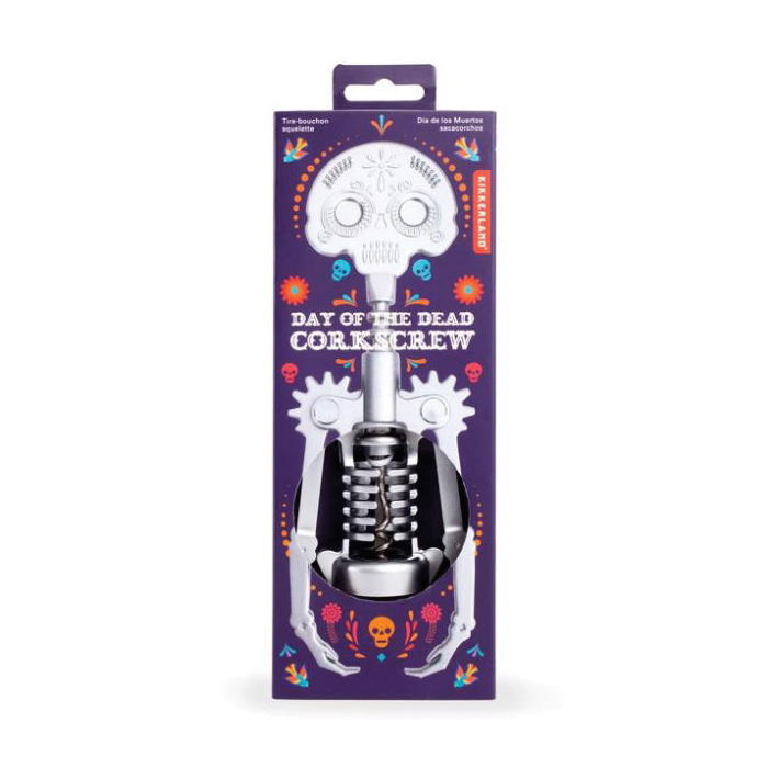 Kikkerland CS14 Skull Corkscrew, Steel, Silver - 5