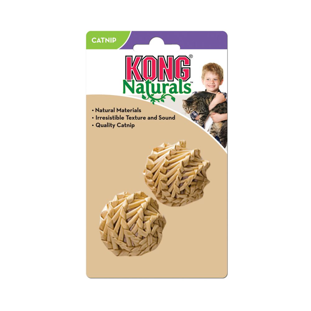 Kong CW4 Cat Toy, One-Size, Ball, Straw, Beige - 2