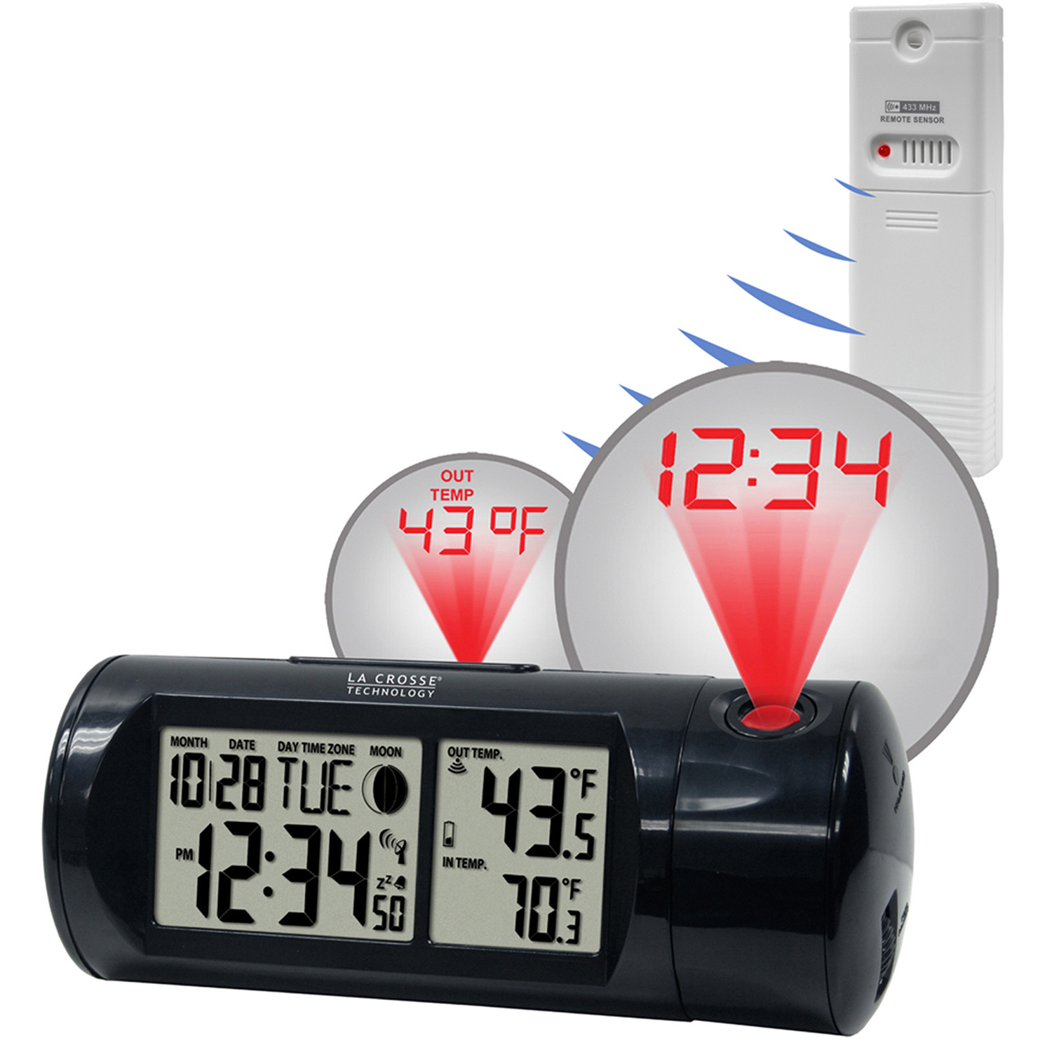 La Crosse 616-143 Alarm Clock, Alkaline Battery, AAA, AA Battery, Black Case - 3