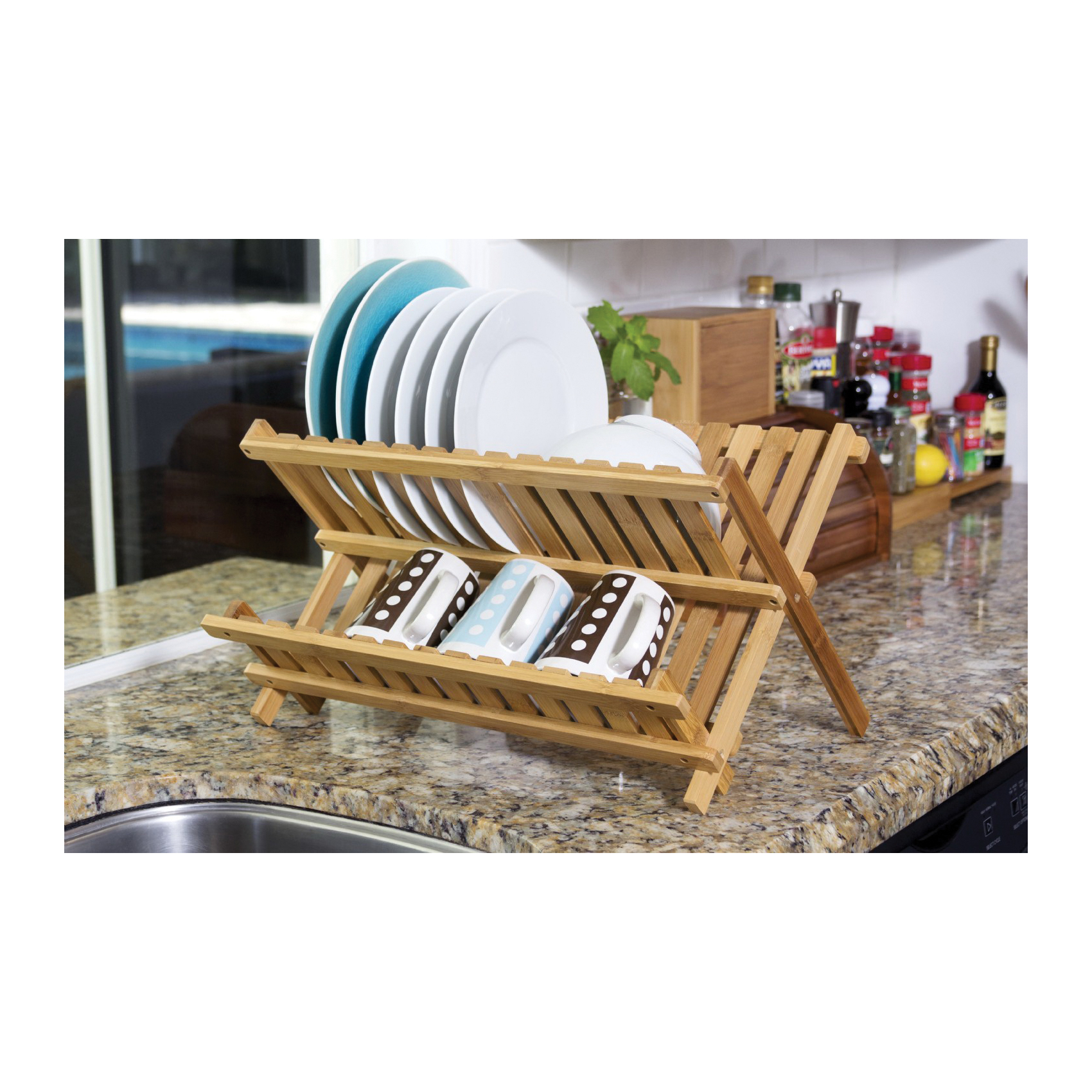 Lipper International 8813 Dish Rack, 13 in L, 17-3/4 in W, 9-3/4 in H, Bamboo - 4