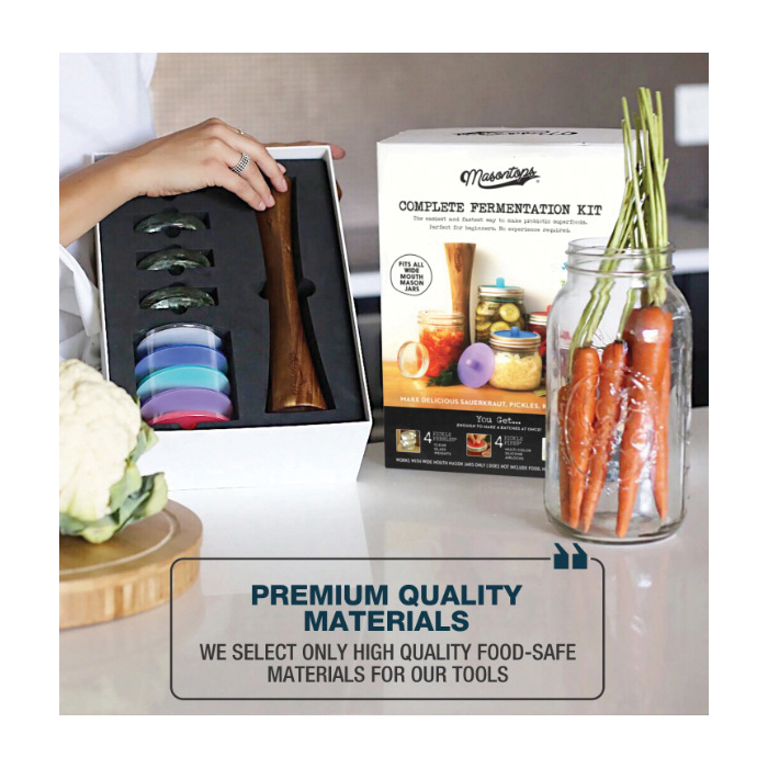 Masontops 2567-WP-102 Fermentation Kit, Acacia Wood/Glass/Silicone, 9-Piece - 2