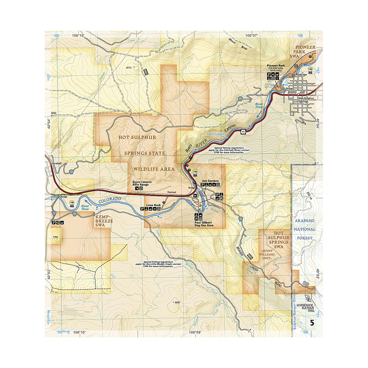 National Geographic TI00002306 Fishing and River Map, Colorado River, Headwaters to Kremmling - 3