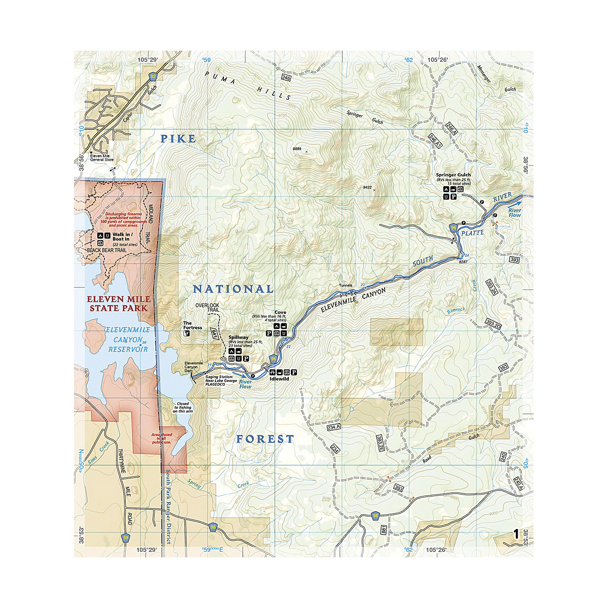 National Geographic TI00002302 Fishing and River Map, Elevenmile Canyon Reservoir to South Platte River - 3